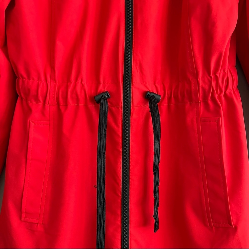 Sam Edelman Women's Hooded Fill Zip Rain Jacket Water Resistant Stretch Red XS - Picture 6 of 16